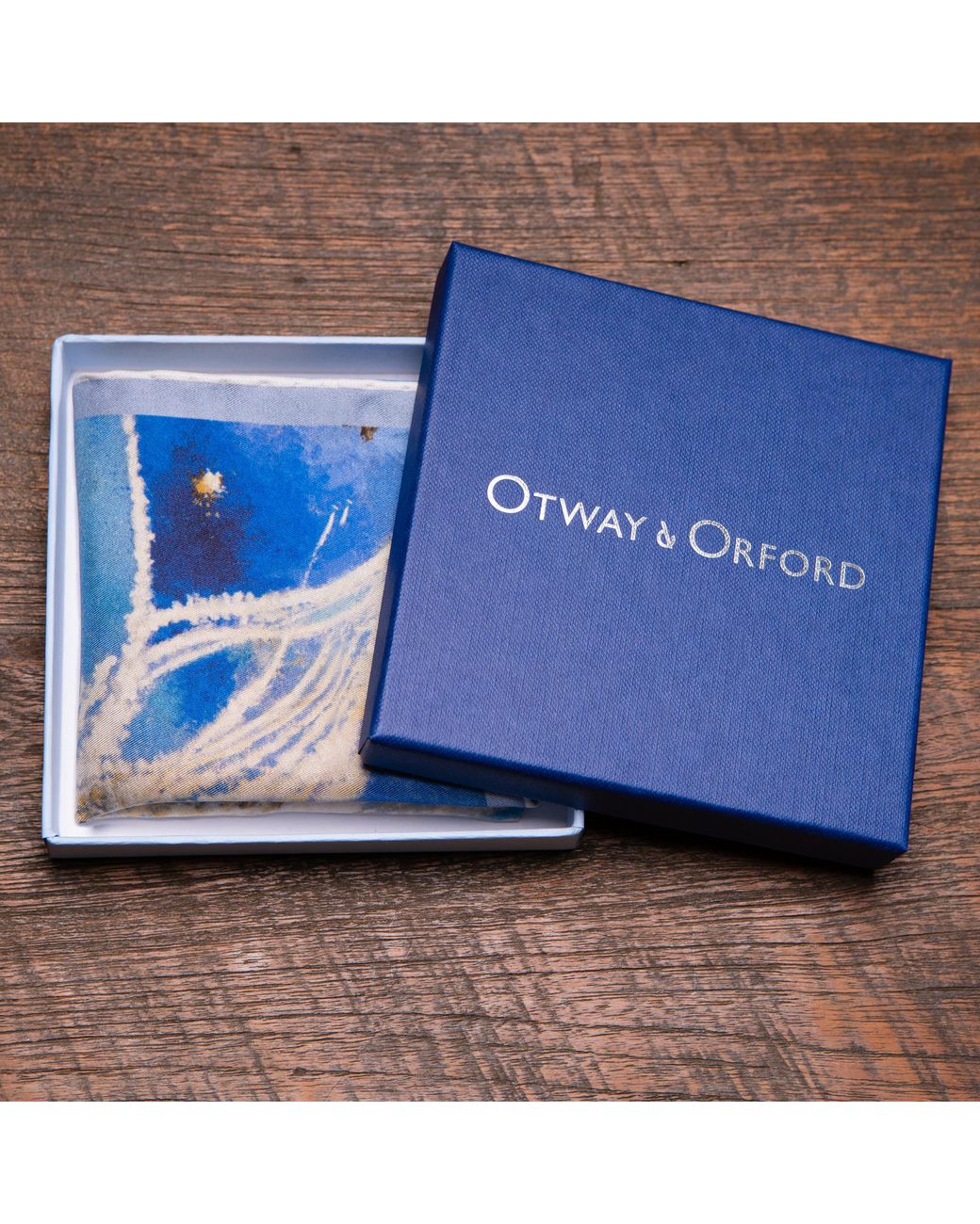 Otway & Orford Blue 'Battle Of Britain' Silk Pocket Square. Full Size for men