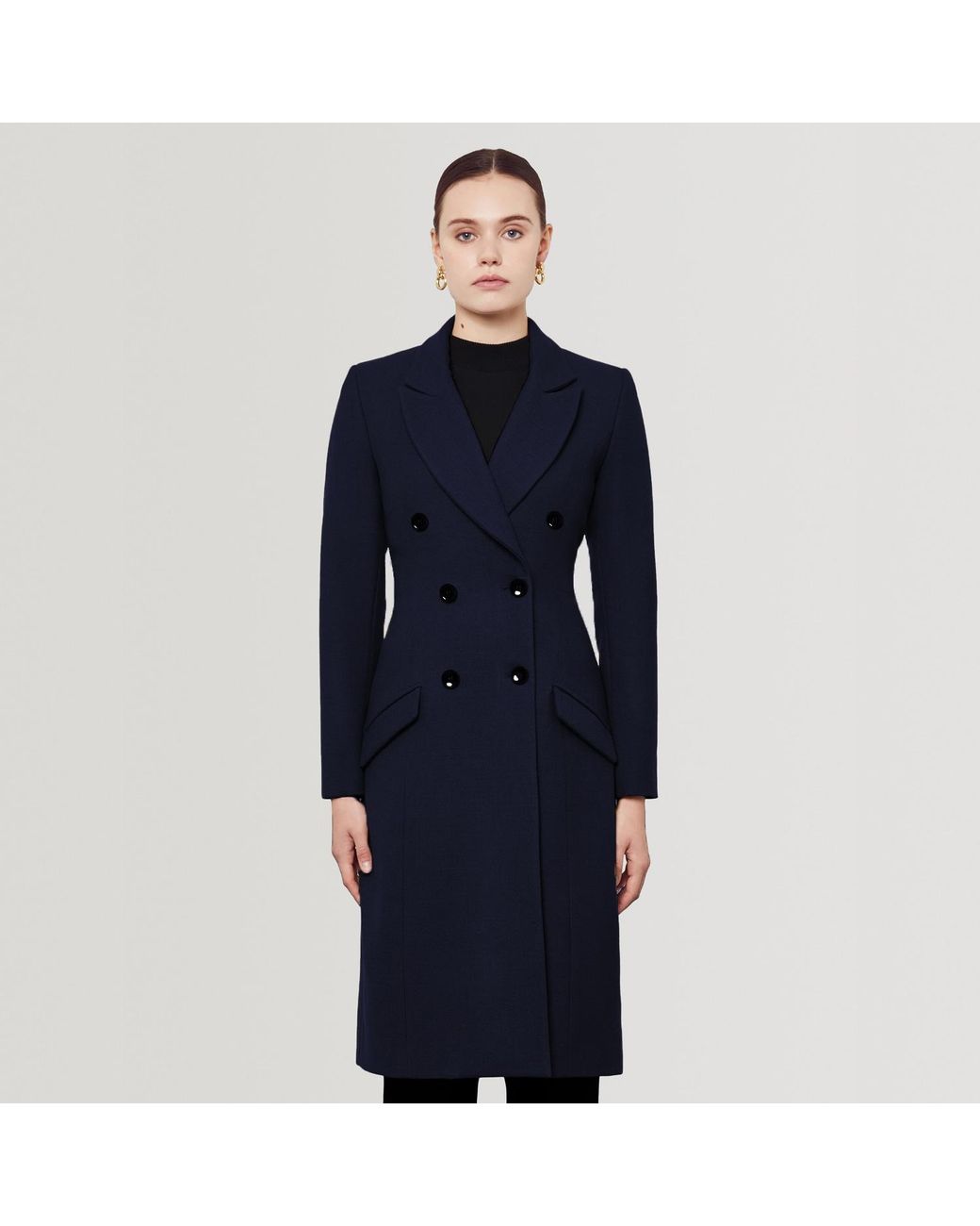 SEREN LONDON Blue Classic Double-Breasted Coat
