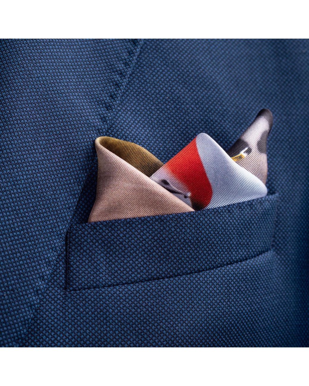 Otway & Orford Blue 'Ride Ahead' Silk Pocket Square for men