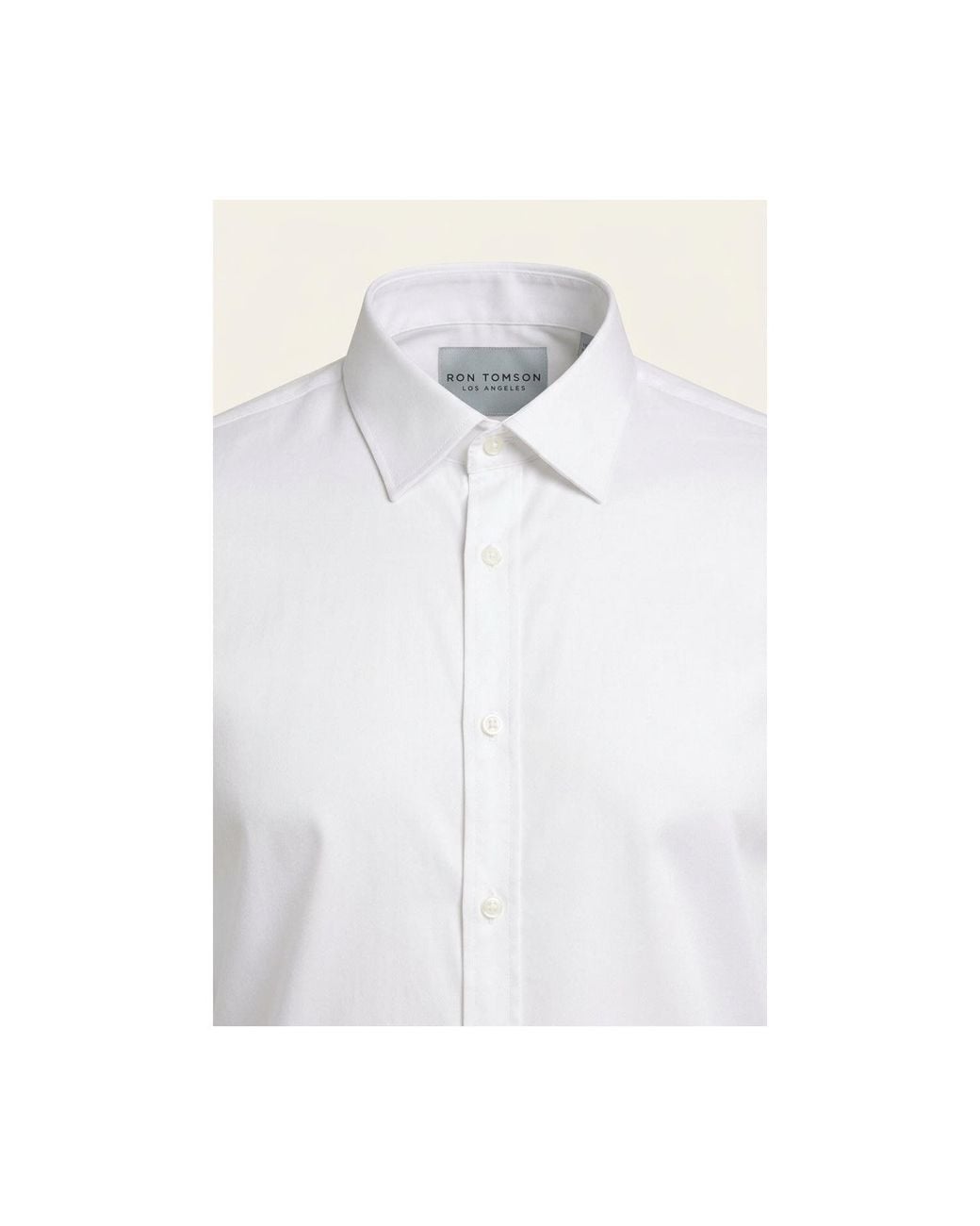 Ron Tomson White Pure Cotton Classic Collar Sateen Dress Shirt for men