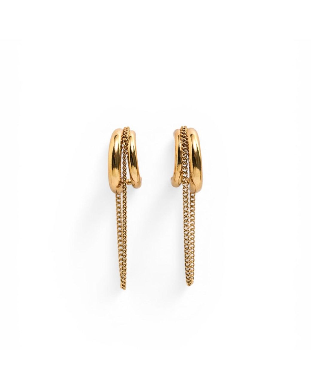 Miss Cecilia Metallic Chain Hoop Earrings