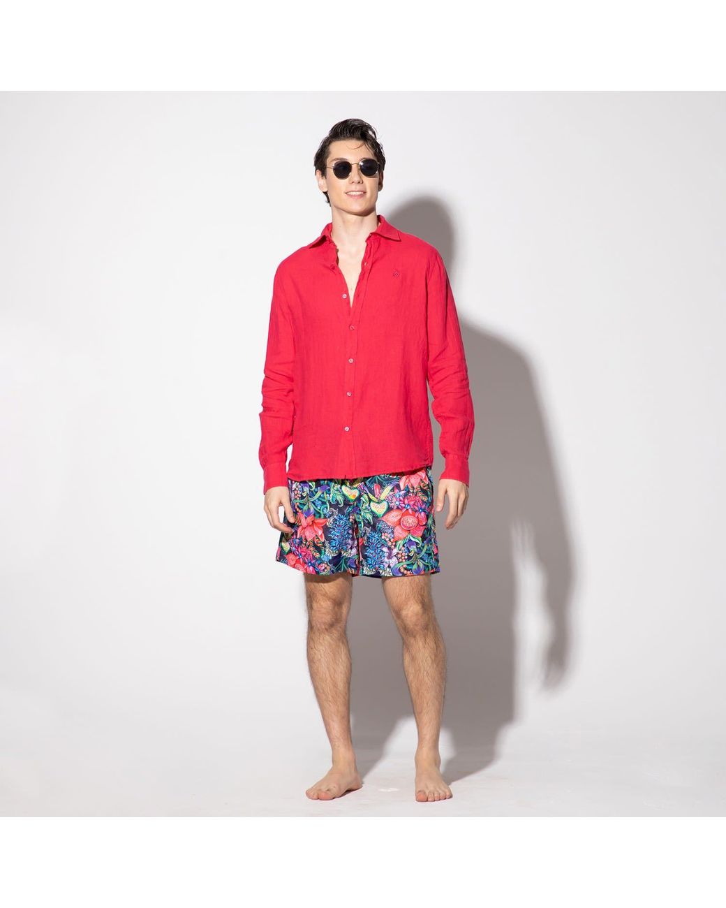 Maison Tangerine Blue Bohemian Garden Swim Shorts for men