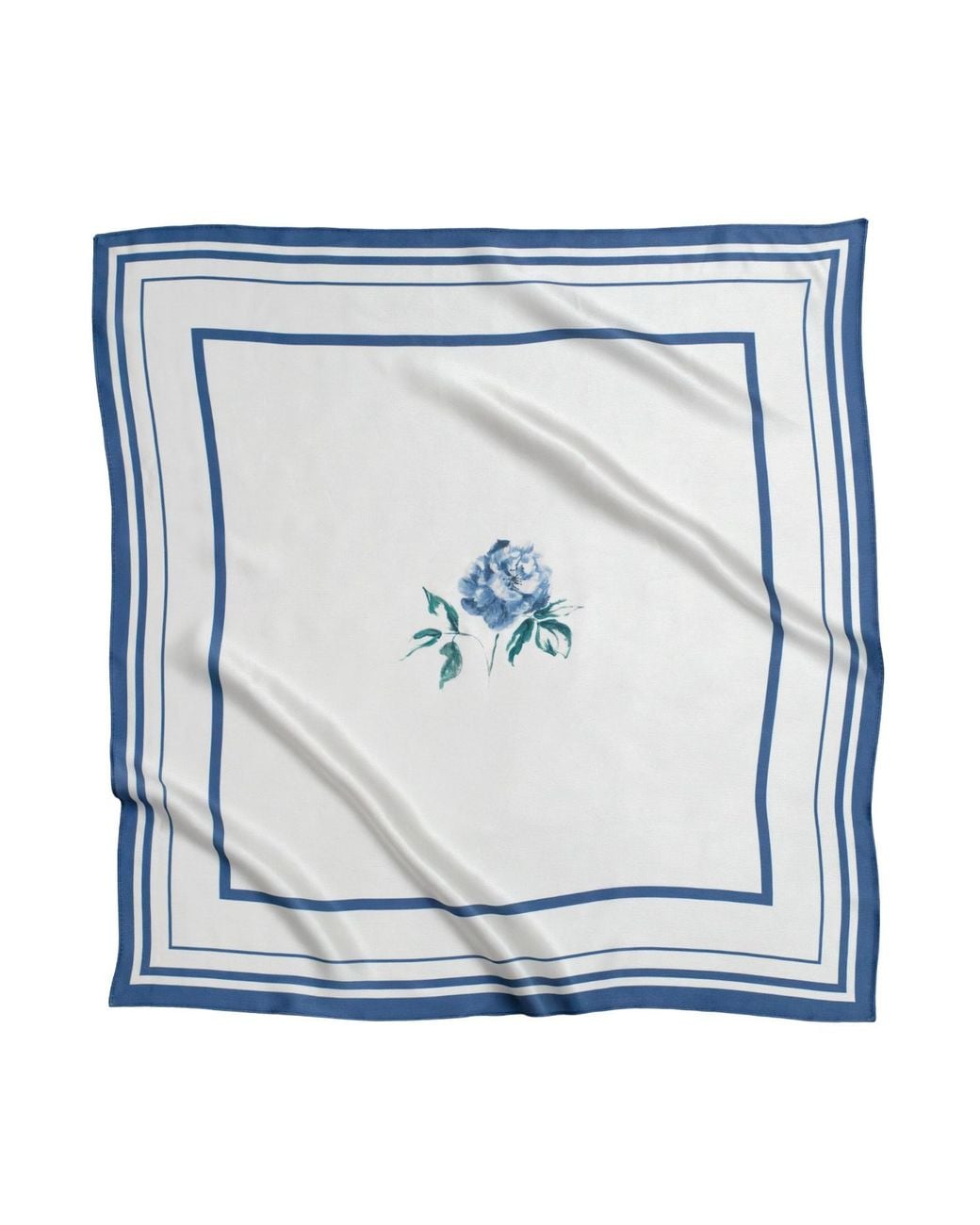 RainSisters Blue Small Minimal Floral Natural Silk Scarf