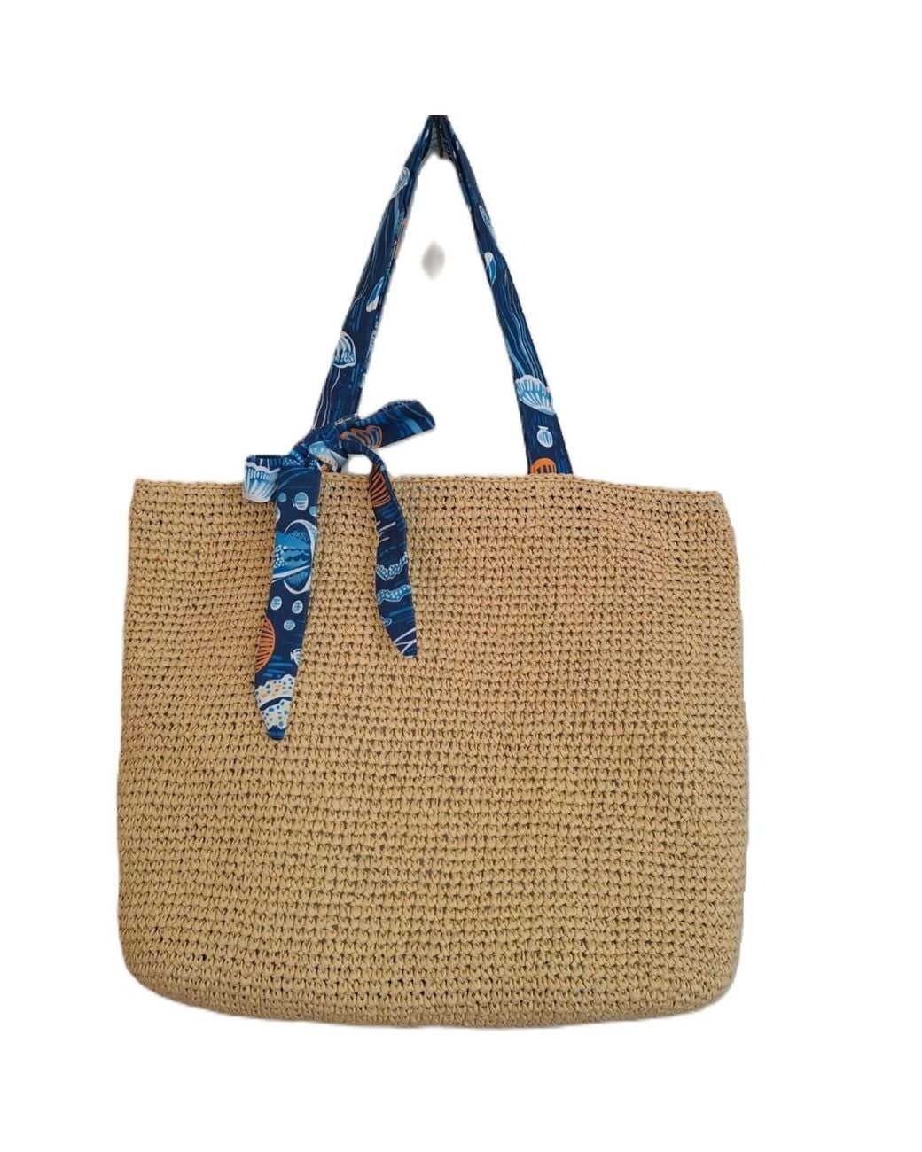 Springmoonatelier Multicolor Neutrals Raffia Handwoven Bag Flower Garden