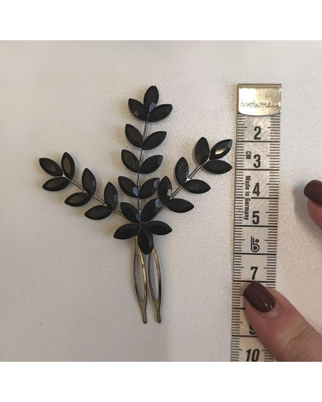 Nuvv Collection Black Crystal Leaf Hair Comb