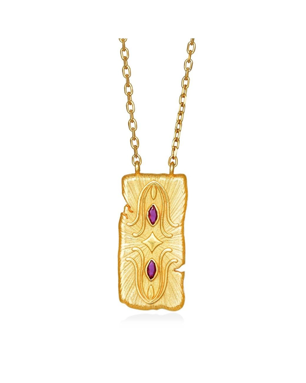 Myrto Katramadou Jewellery Metallic Infinity Necklace-Plated- Two Stones- Ruby
