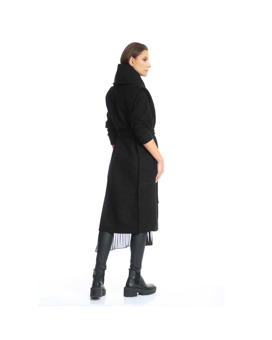 Silvia Serban Black Tweed & Pleated Veil Deconstructed Vest