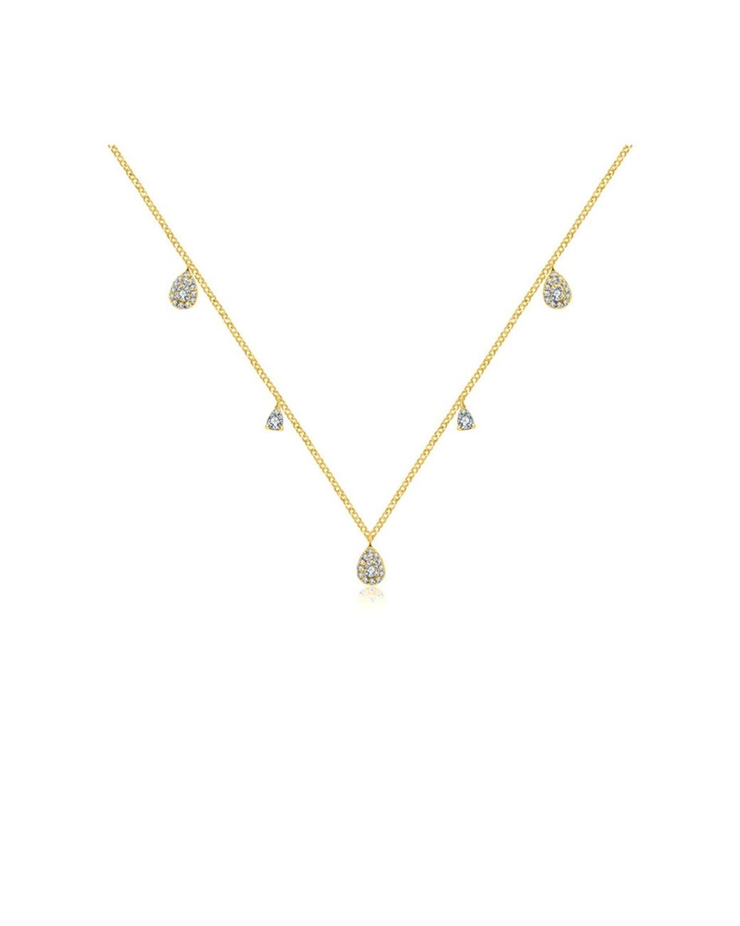 Genevieve Collection Metallic 18k Yellow Gold Drop Shape Diamond Necklace / Choker