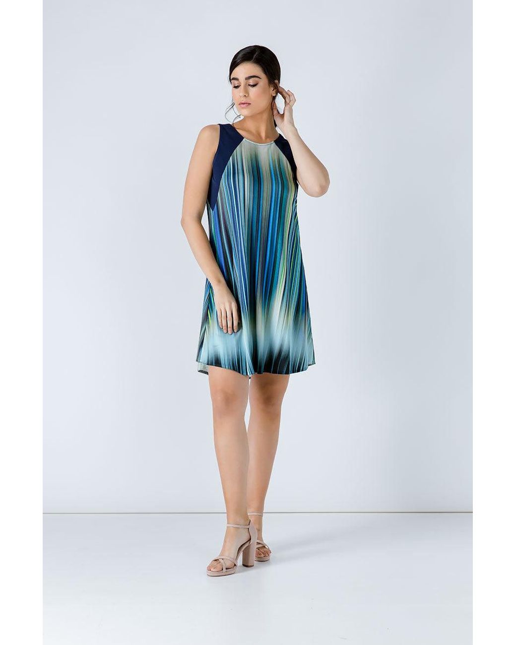 Conquista Green Striped Dress