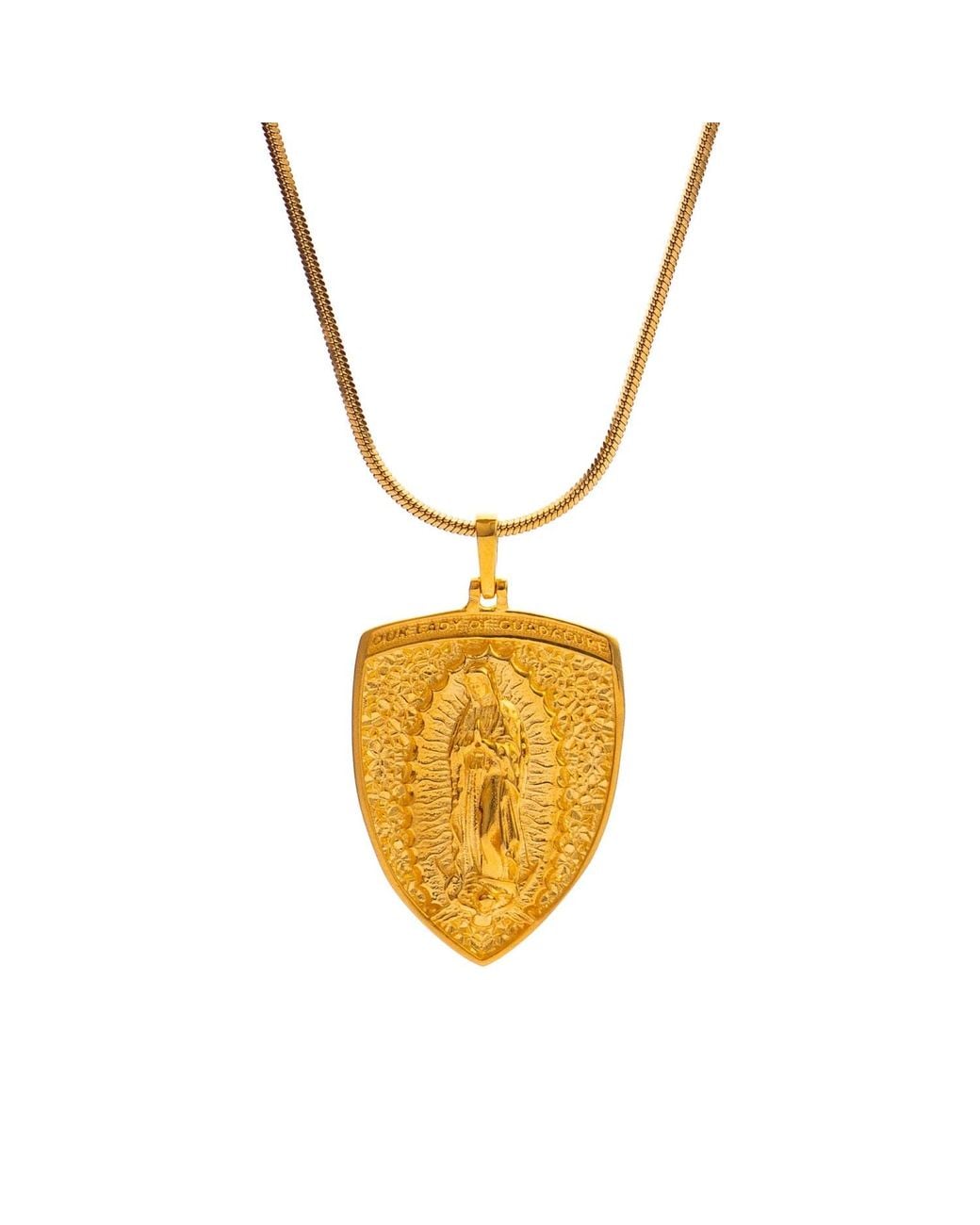 Ebru Jewelry Metallic Sacred Virgin Mary Medallion Necklace
