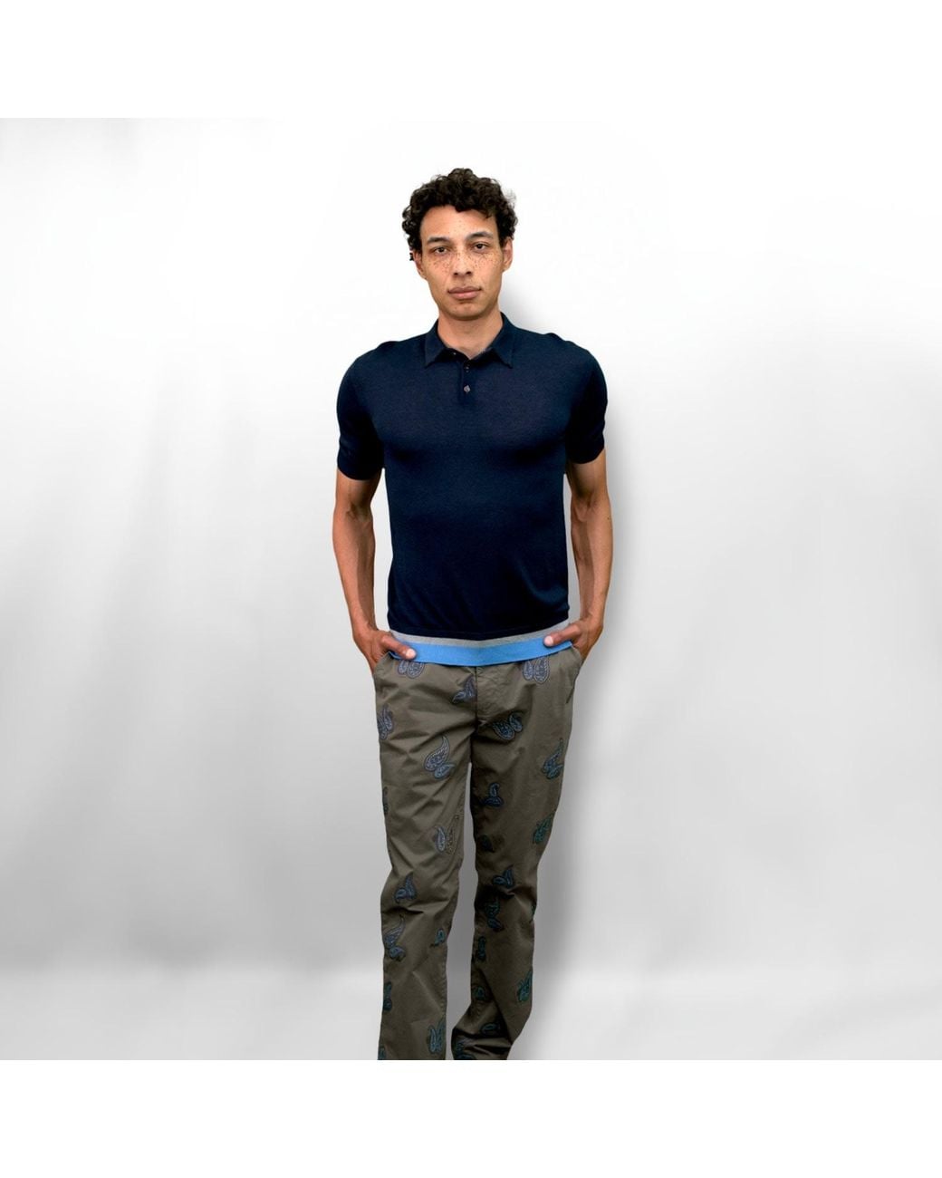 Lords of Harlech Gray Charles Embroidered Paisley Pant for men