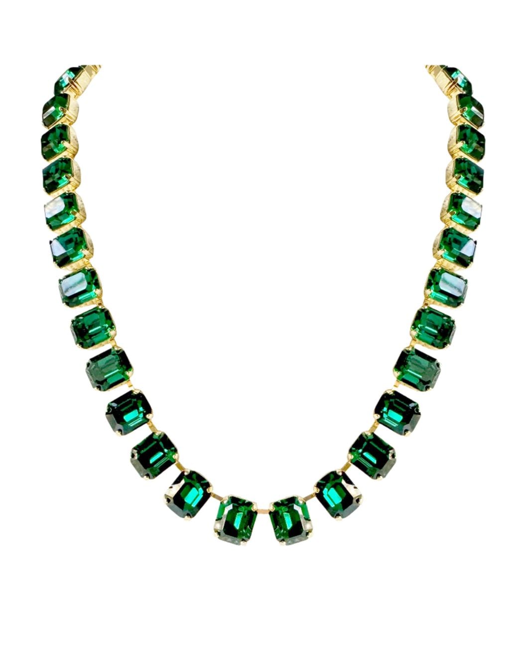 Laura Gray Green Emerald Crystal Square Cut Necklace