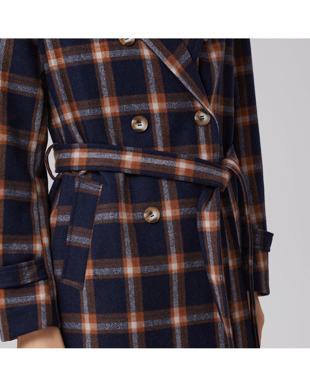 Smart and Joy Black Double Breasted Checks Coat