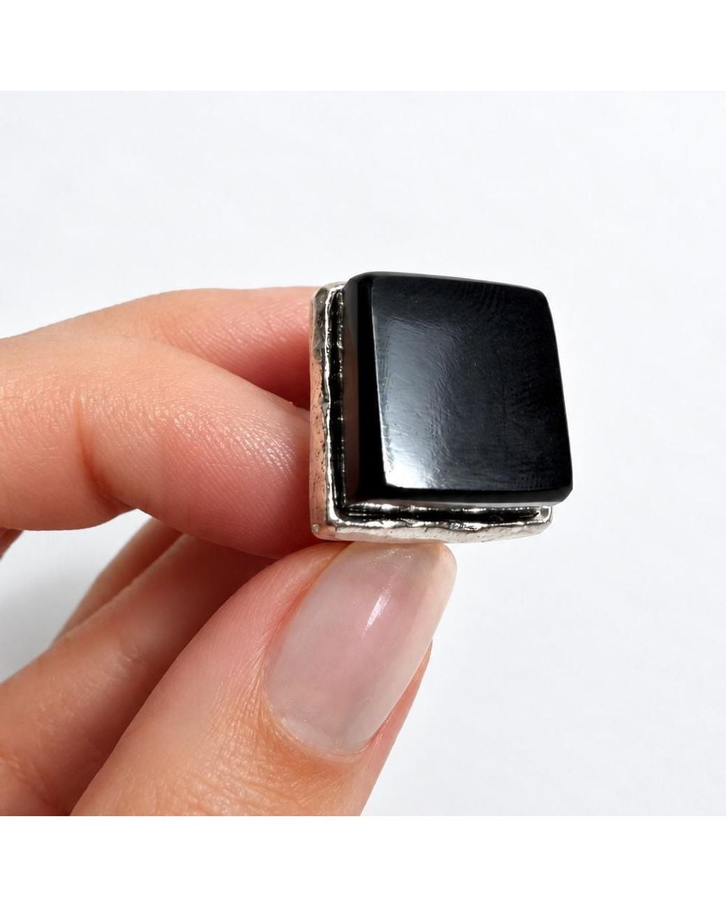 Smart Glass Jewelry Black Recycled Noir Gloss Ring