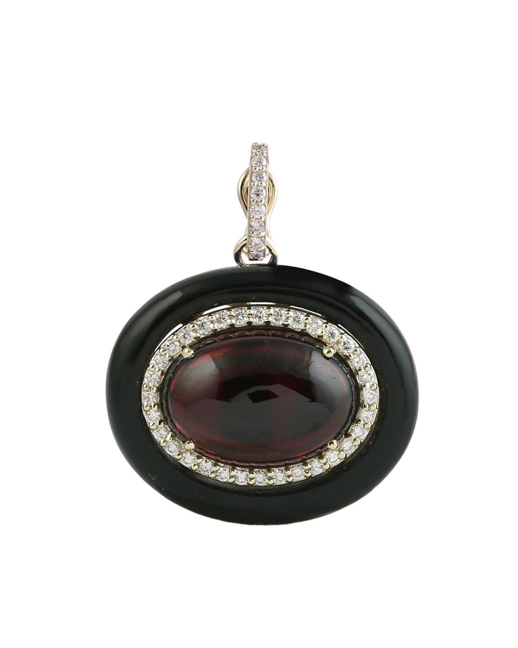 Artisan Black 14K Onyx, Garnet & Diamond Pendant