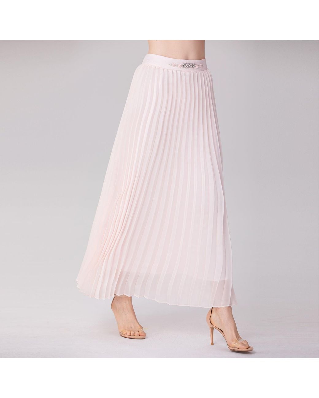 Smart and Joy Pink Organza Pleats Midi Skirt