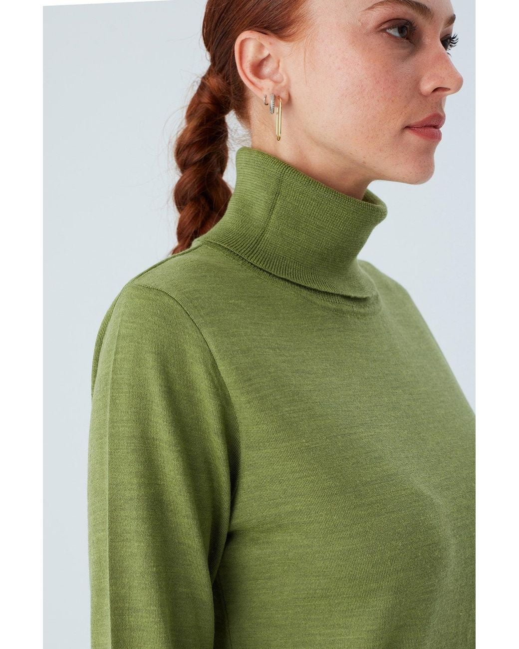 Peraluna Green Valeria Fine Turtleneck Pullover