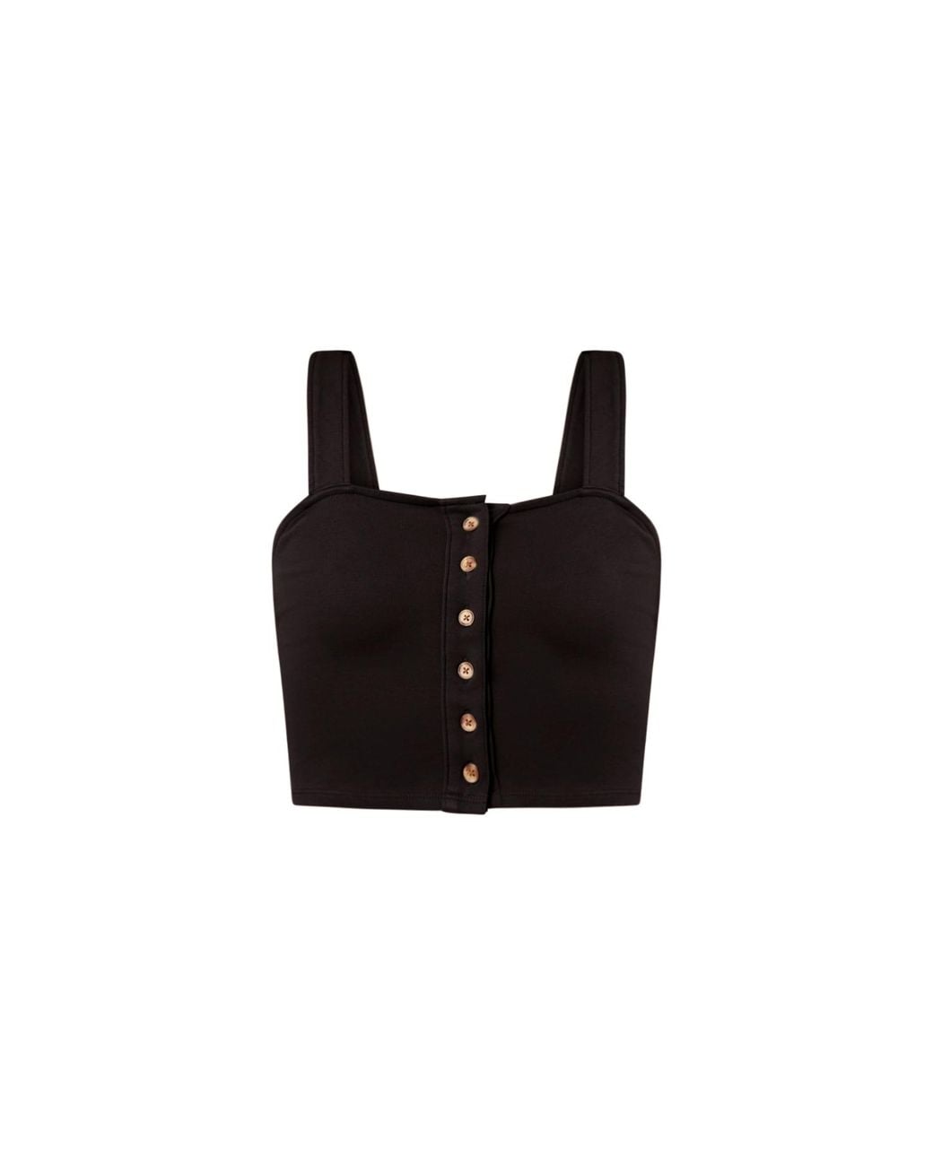 Known Supply Black Cropped Button Tank
