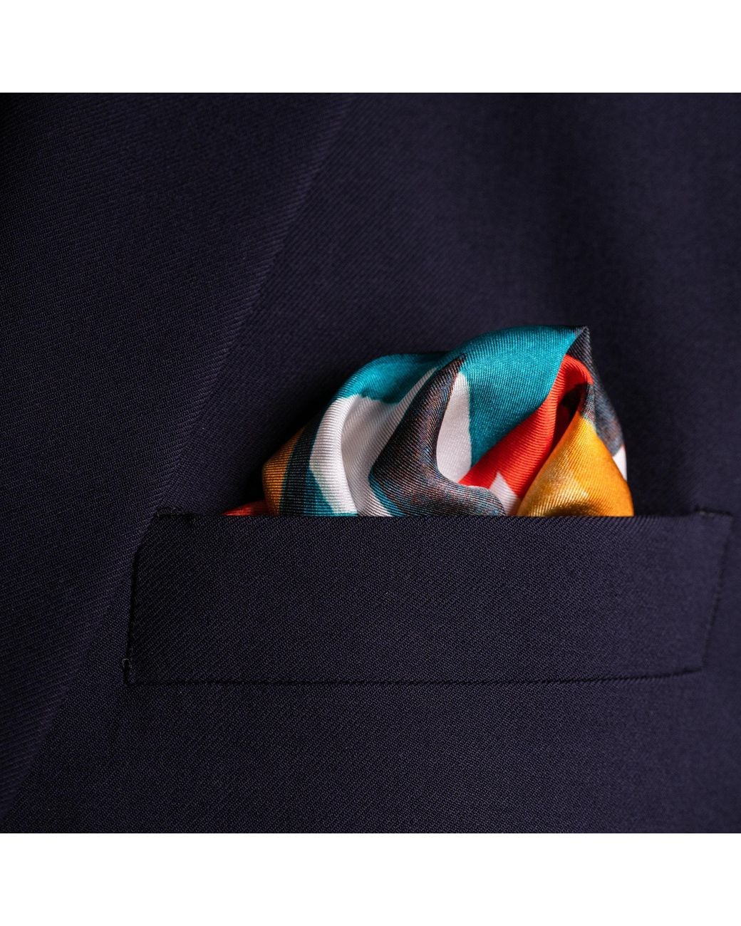 Otway & Orford Blue 'World Class Scrummage' Rugby Silk Pocket Square. Full-Size for men