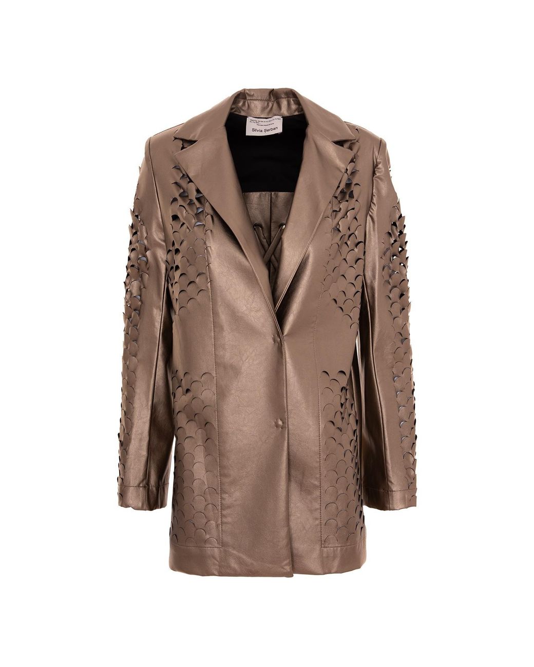 Silvia Serban Brown Neutrals Laser Cut Bronze Jacket