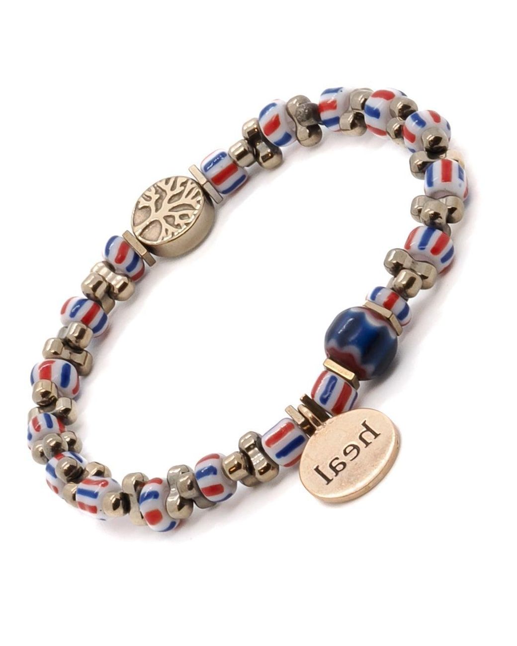 Ebru Jewelry Metallic African Beaded Heal Charm Bracelet