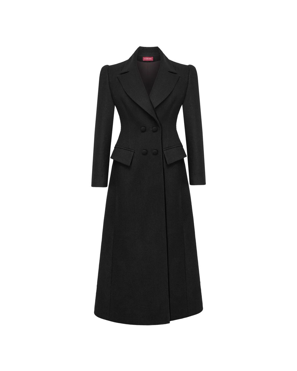 Mandragora Black Wool Double Breasted Long Coat Thoren
