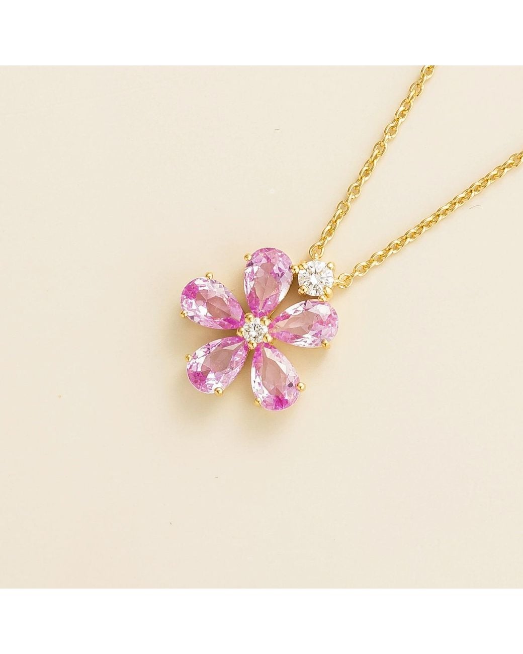 Juvetti Pink Florea Necklace Sapphire & Diamond