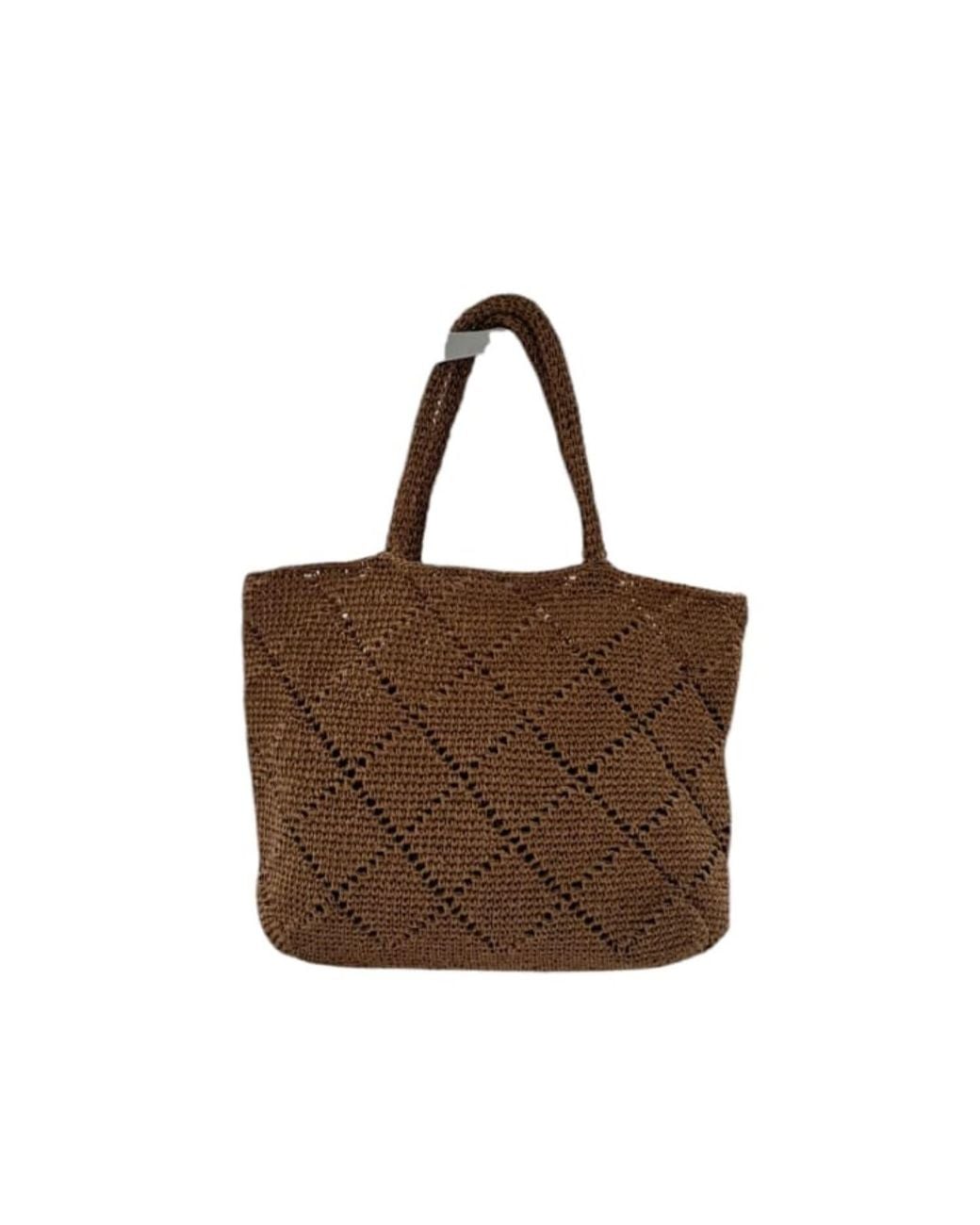 Springmoonatelier Brown Handcrafted Light Raffia Moon Bag