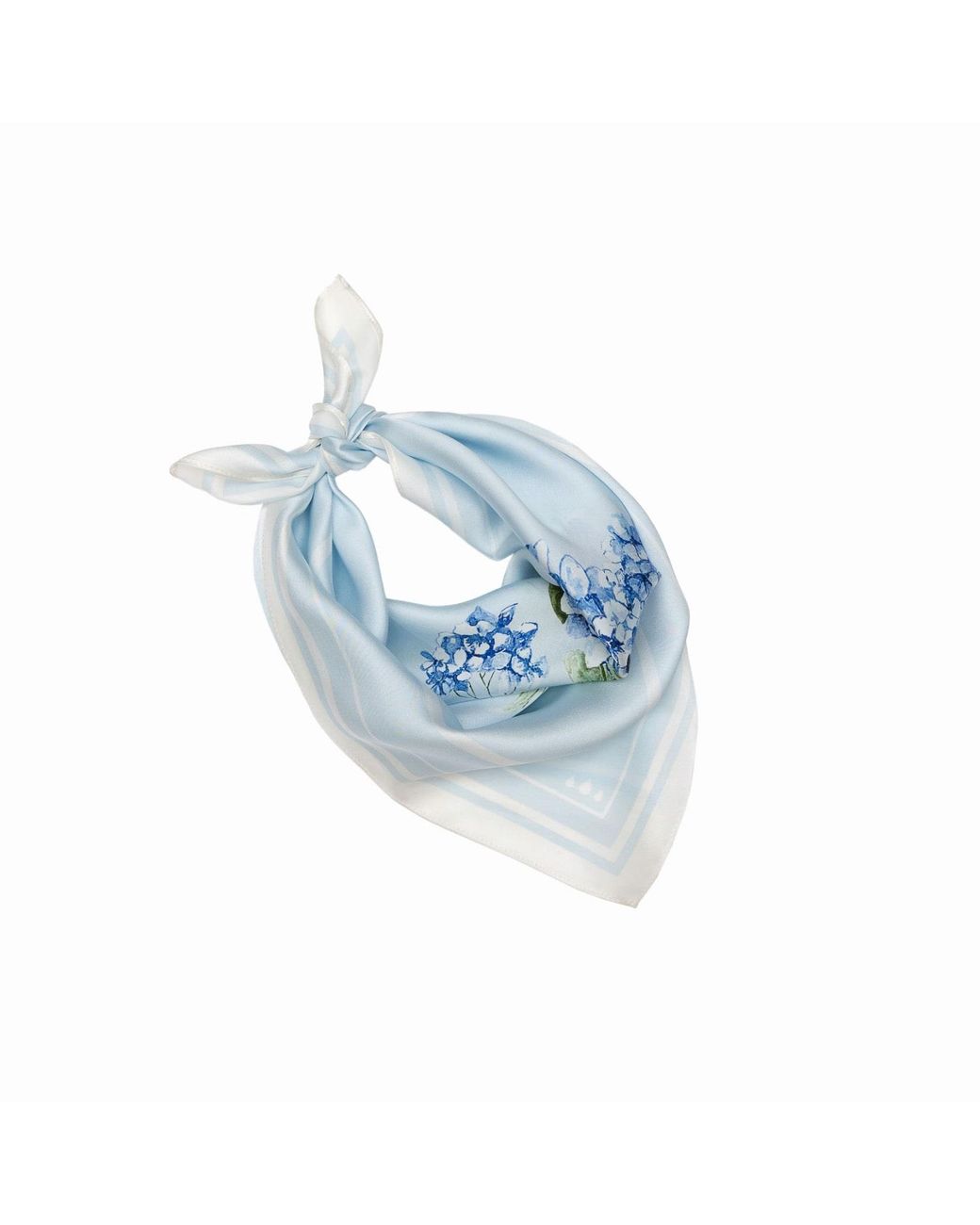 RainSisters Blue Light Small Floral Natural Silk Scarf