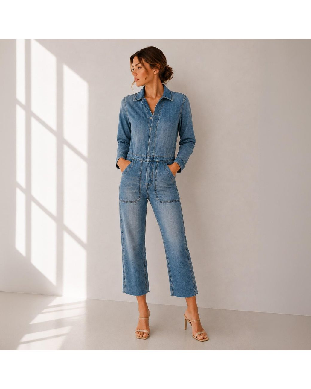 NOEND Blue Yanni Cropped Jumpsuit