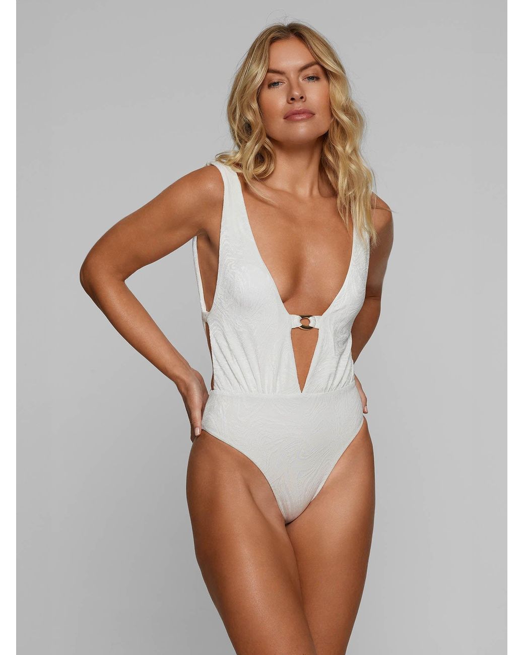 Baíah White Siren Plunge Swimsuit