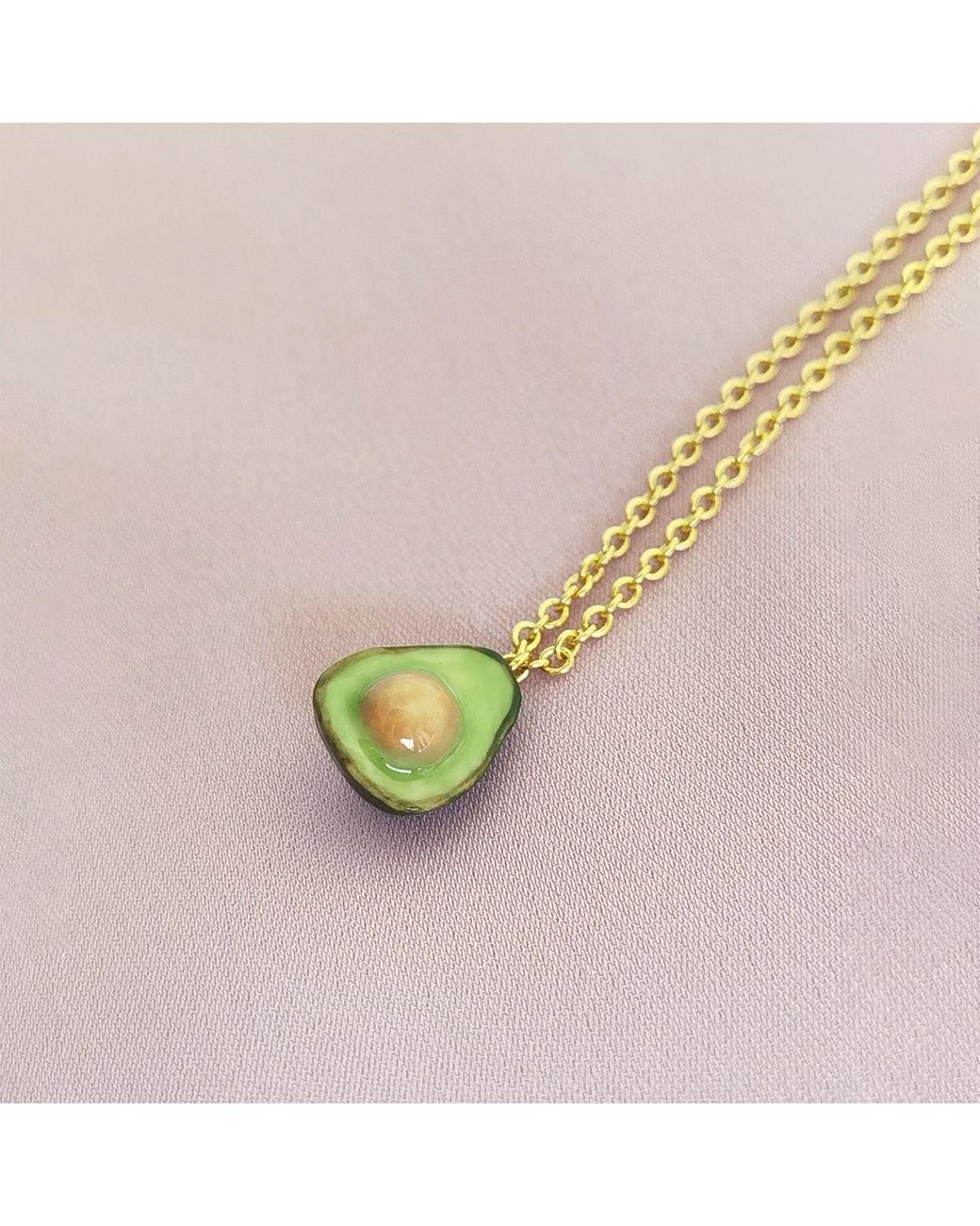 POPORCELAIN Metallic Mini Porcelain Avocado Necklace, Tone