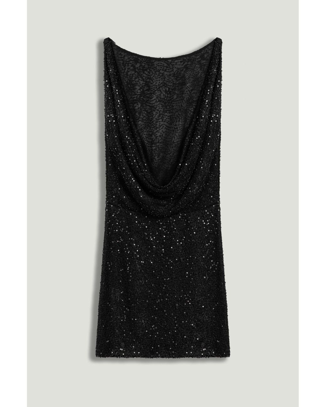 Nocturne Black Sequin Open Back Mini Dress