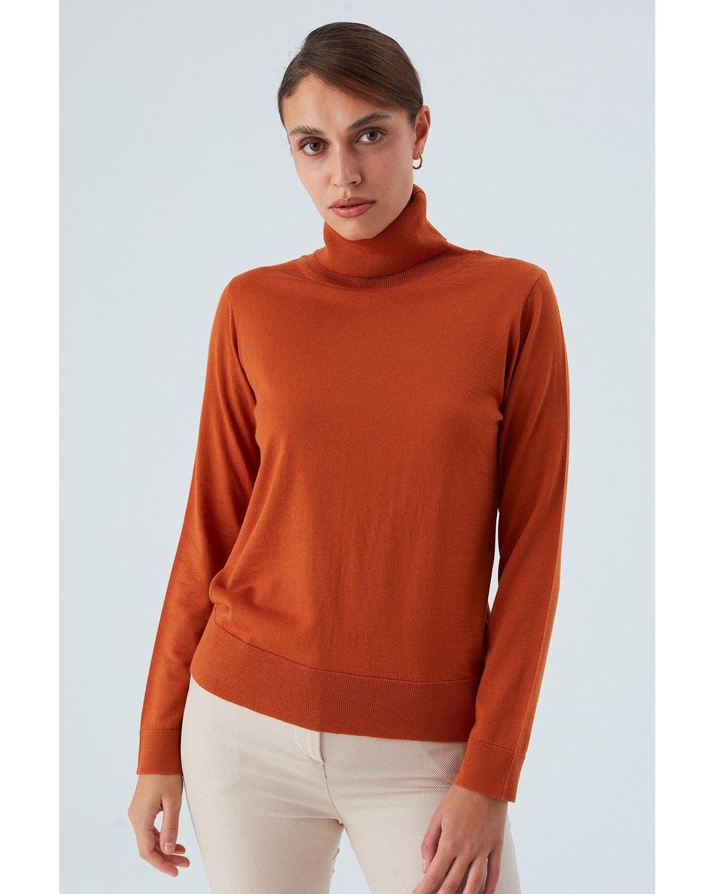 Peraluna Orange Valeria Fine Turtleneck Pullover