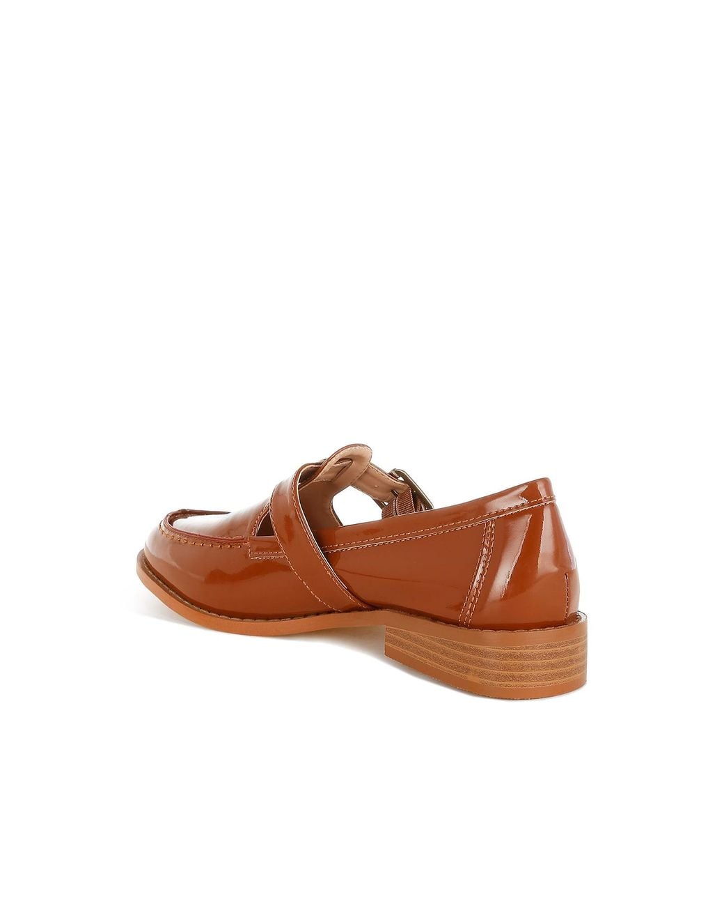 Rag & Co Brown Swenson Patent Pleather Mary Jane Loafers