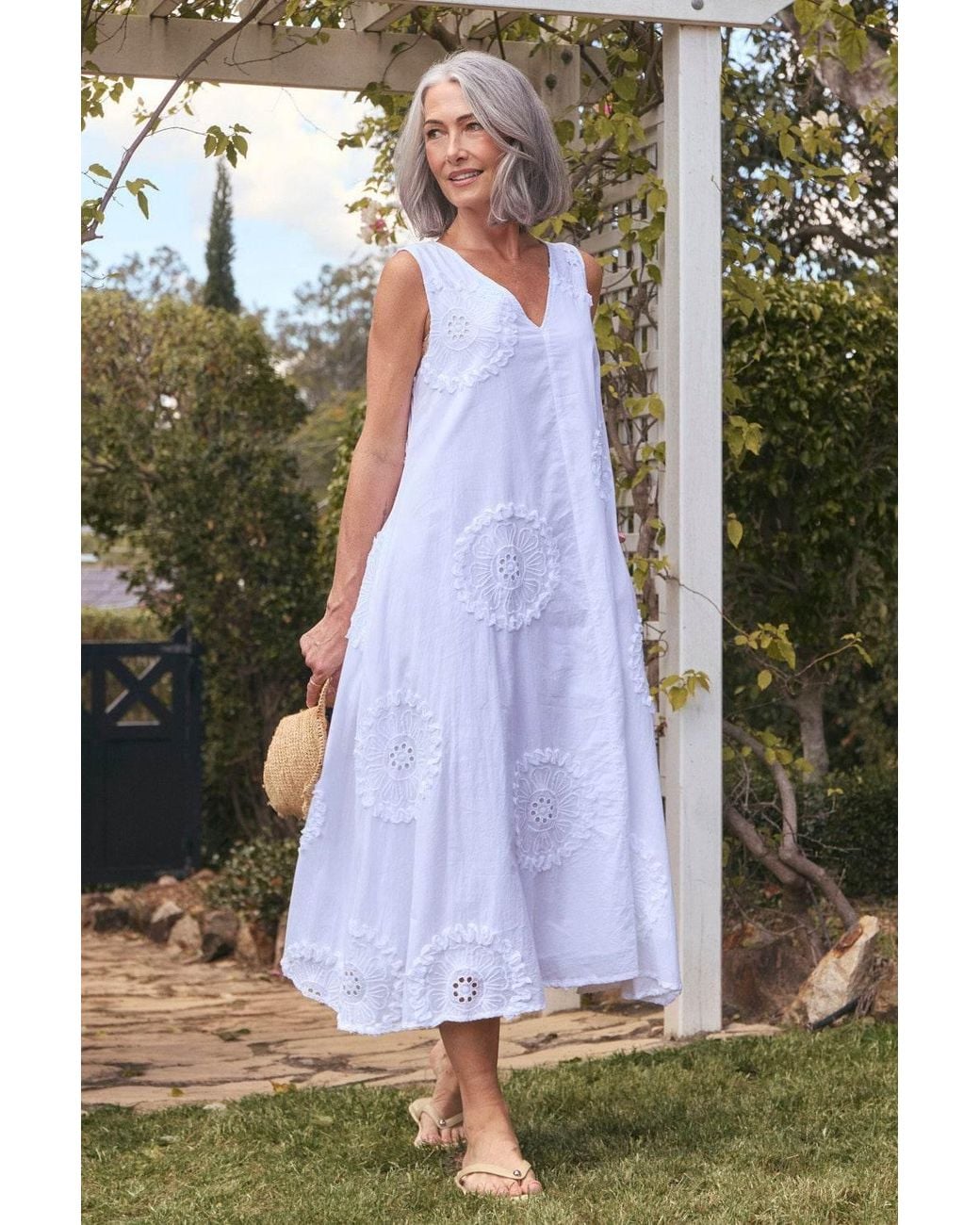 Adrift Clothing White Suzie Reversible Swing Dress