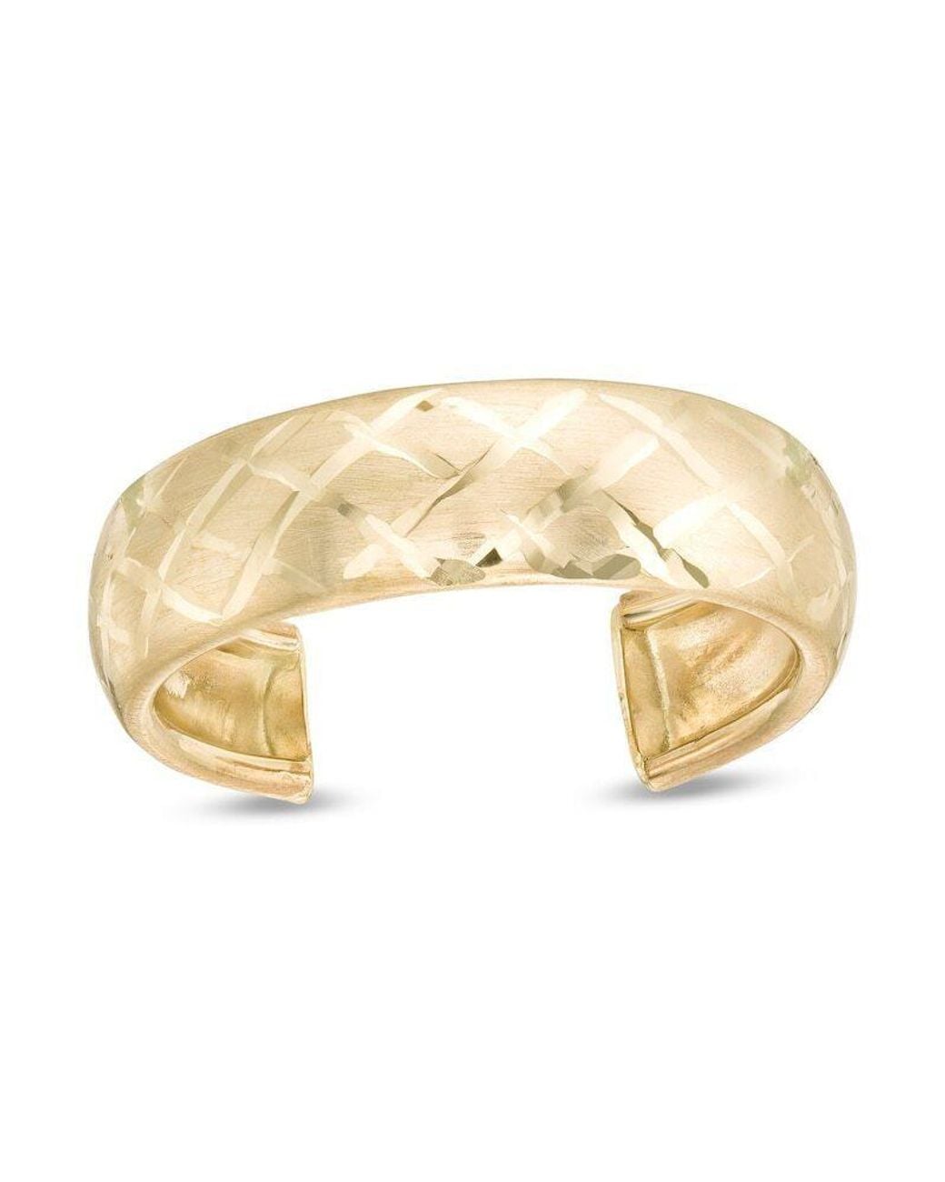 Zahav Jewelry Metallic 10K Solid 4Mm Wide Toe Ring With Diamond Cut Design