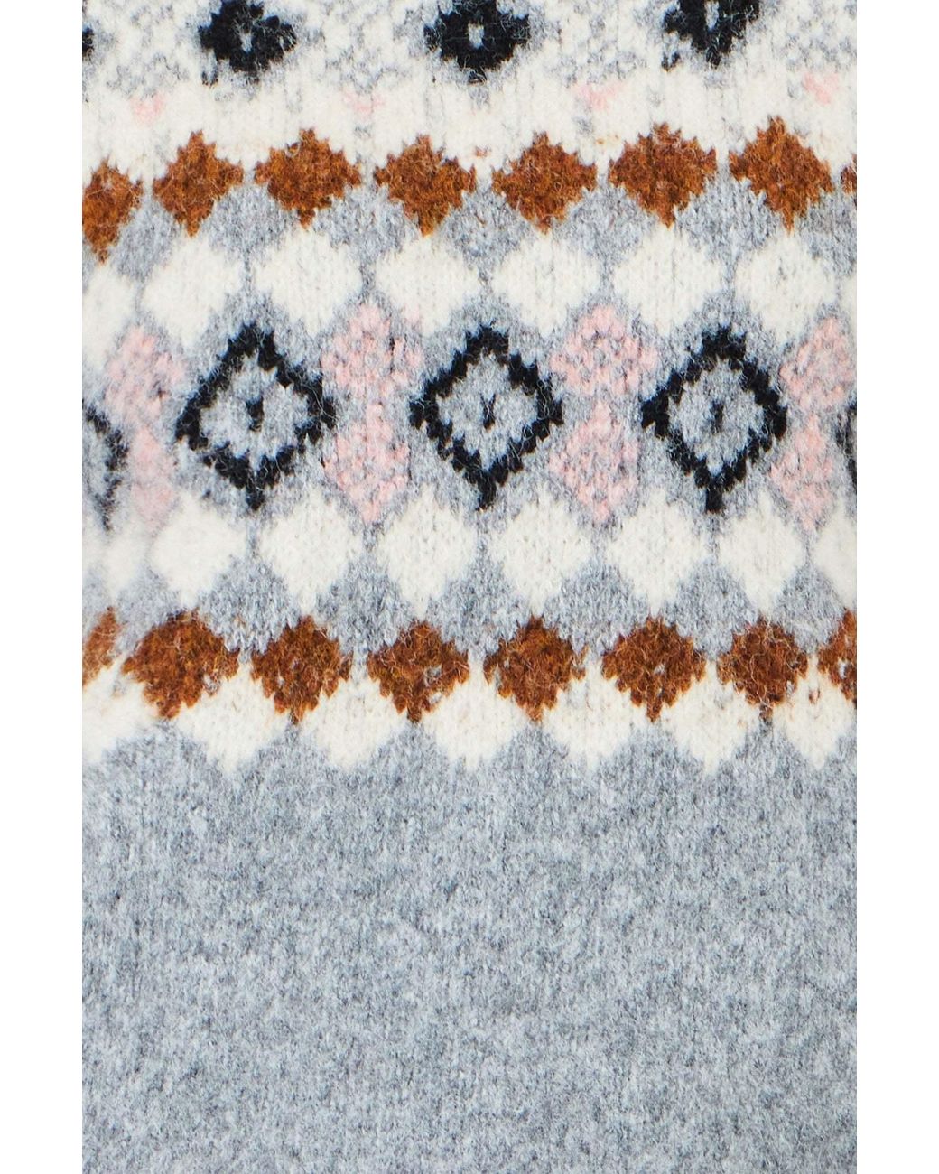 Yumi' Gray Fairisle Wool Blend Relaxed Jumper