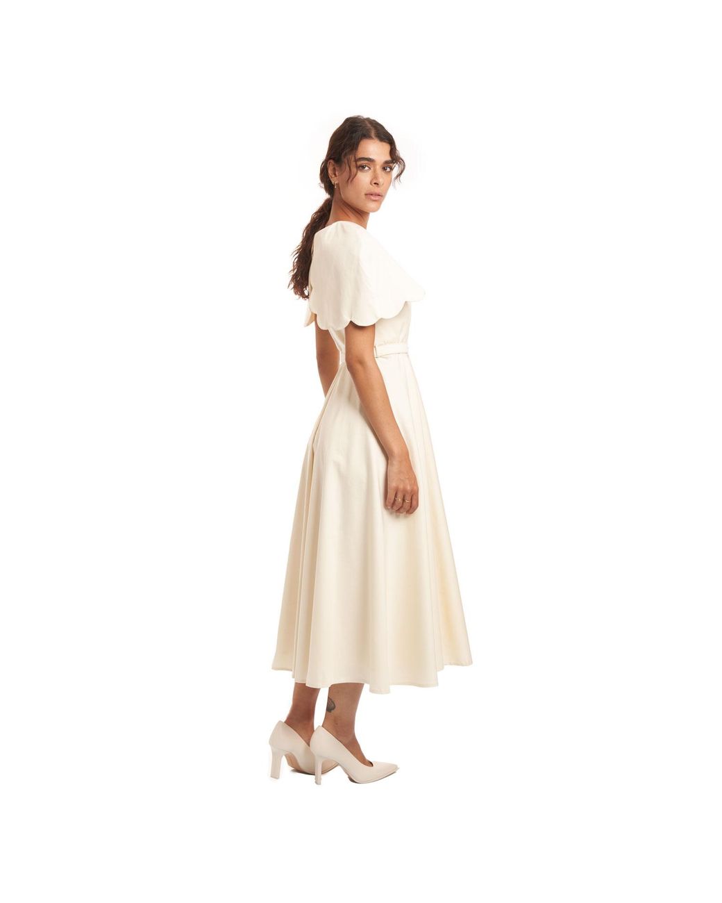 Sofia Tsereteli White Satin Capelet Gown