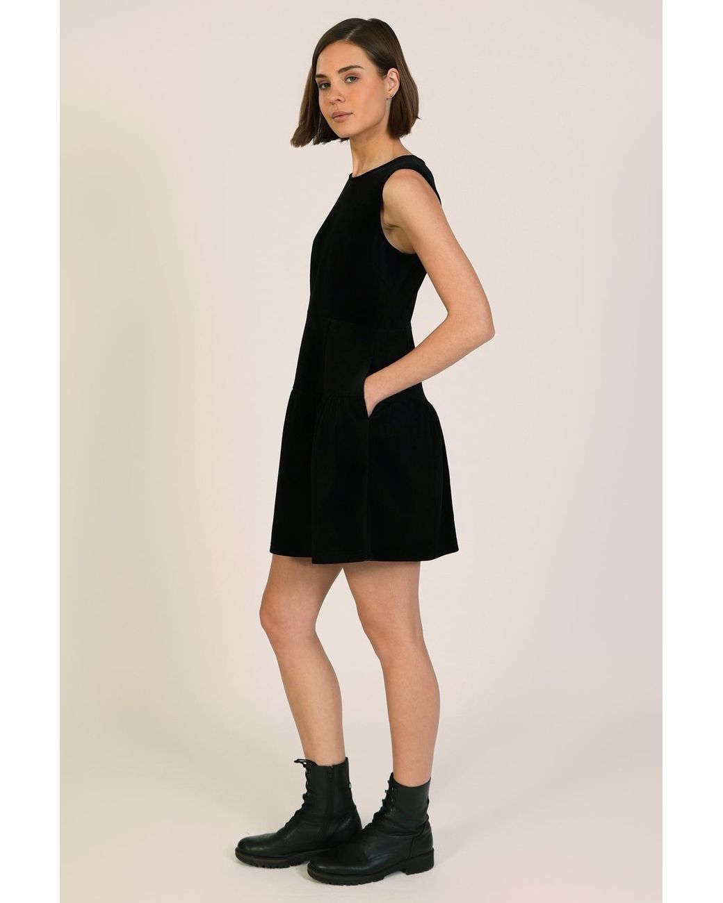 Traffic People Black Corrie's Bravado Cord Velvet Pru Mini Dress