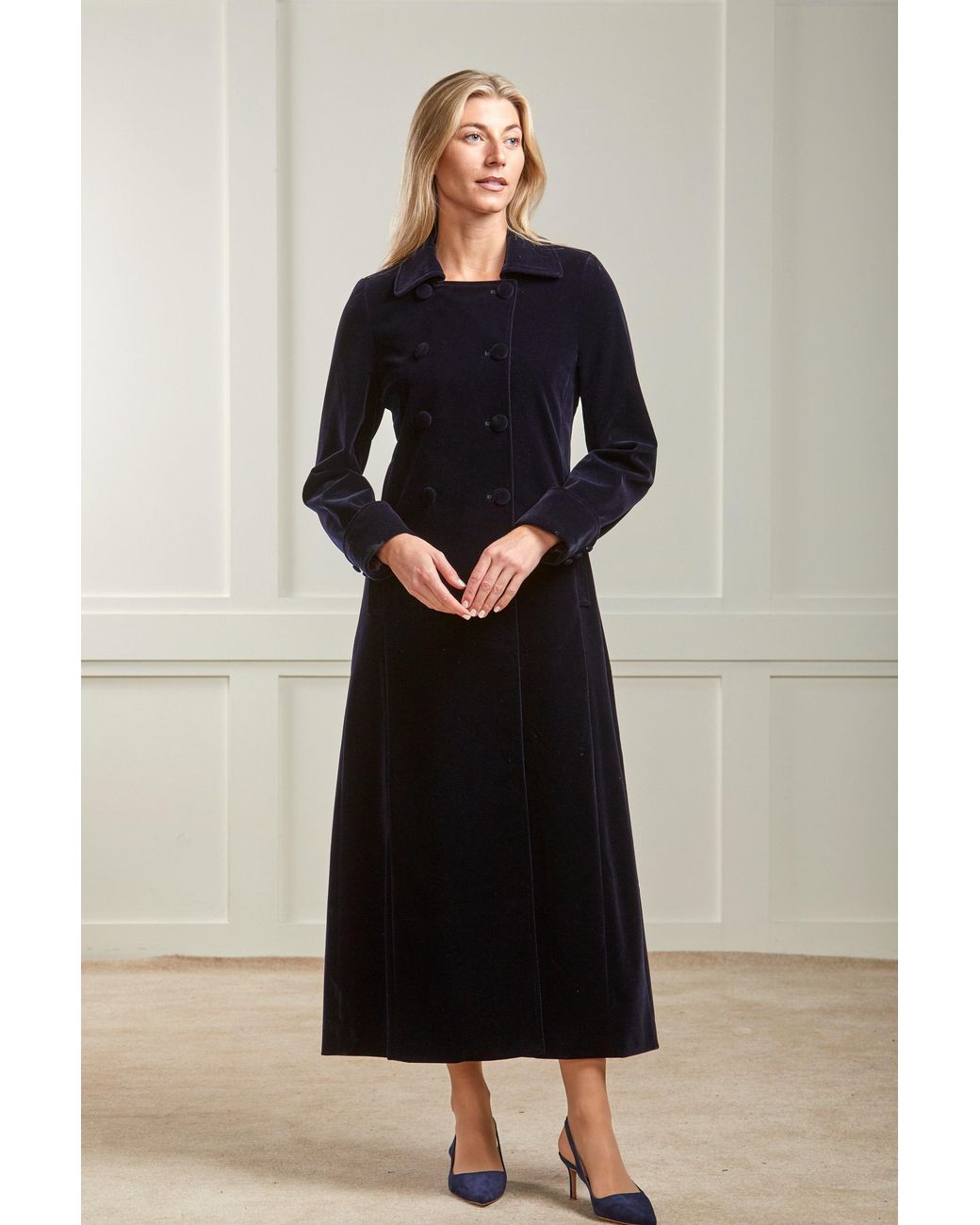 Guinea London Blue Long Velvet Coat