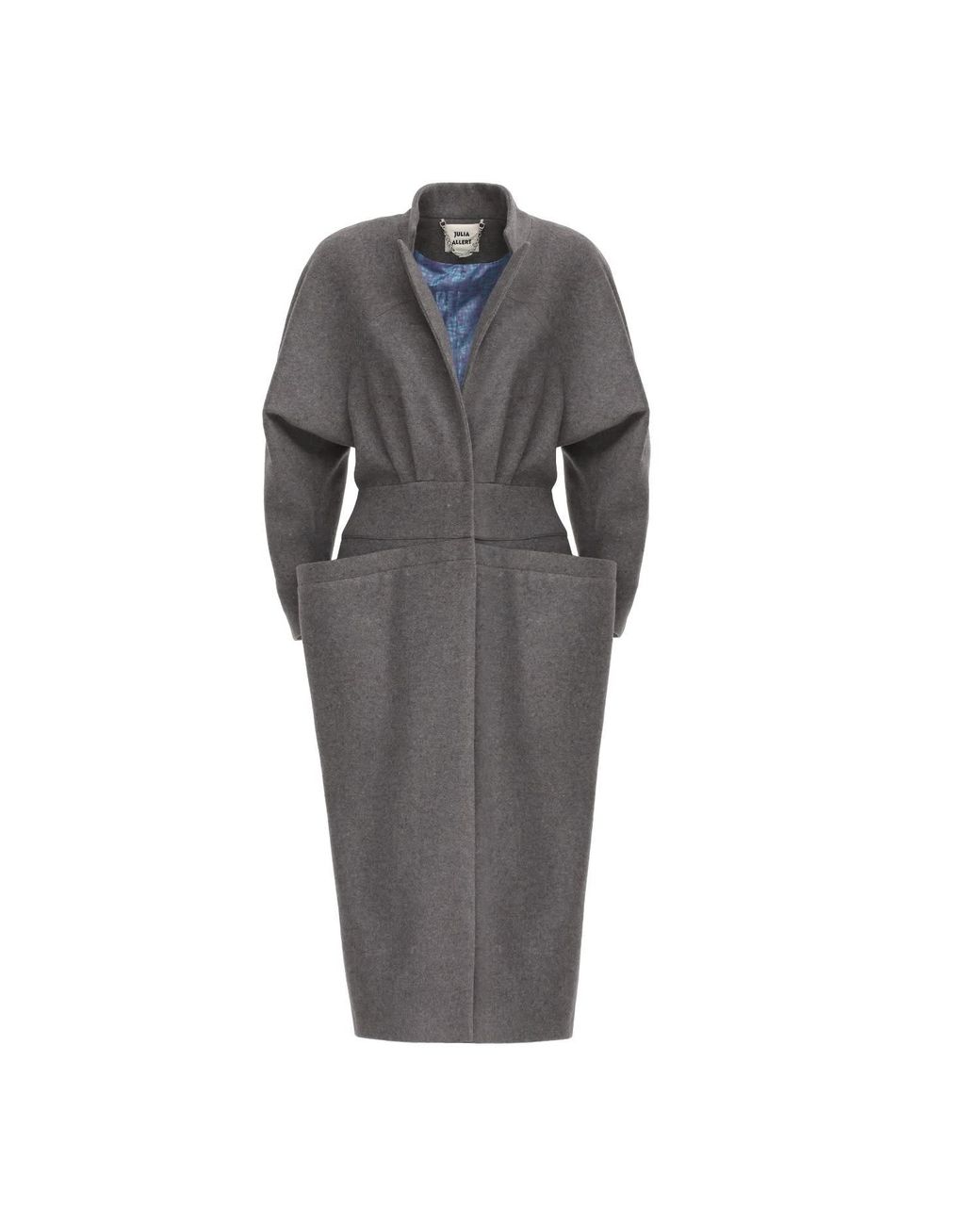 Julia Allert Gray Architectural Wool-Effect Coat With Large Pockets