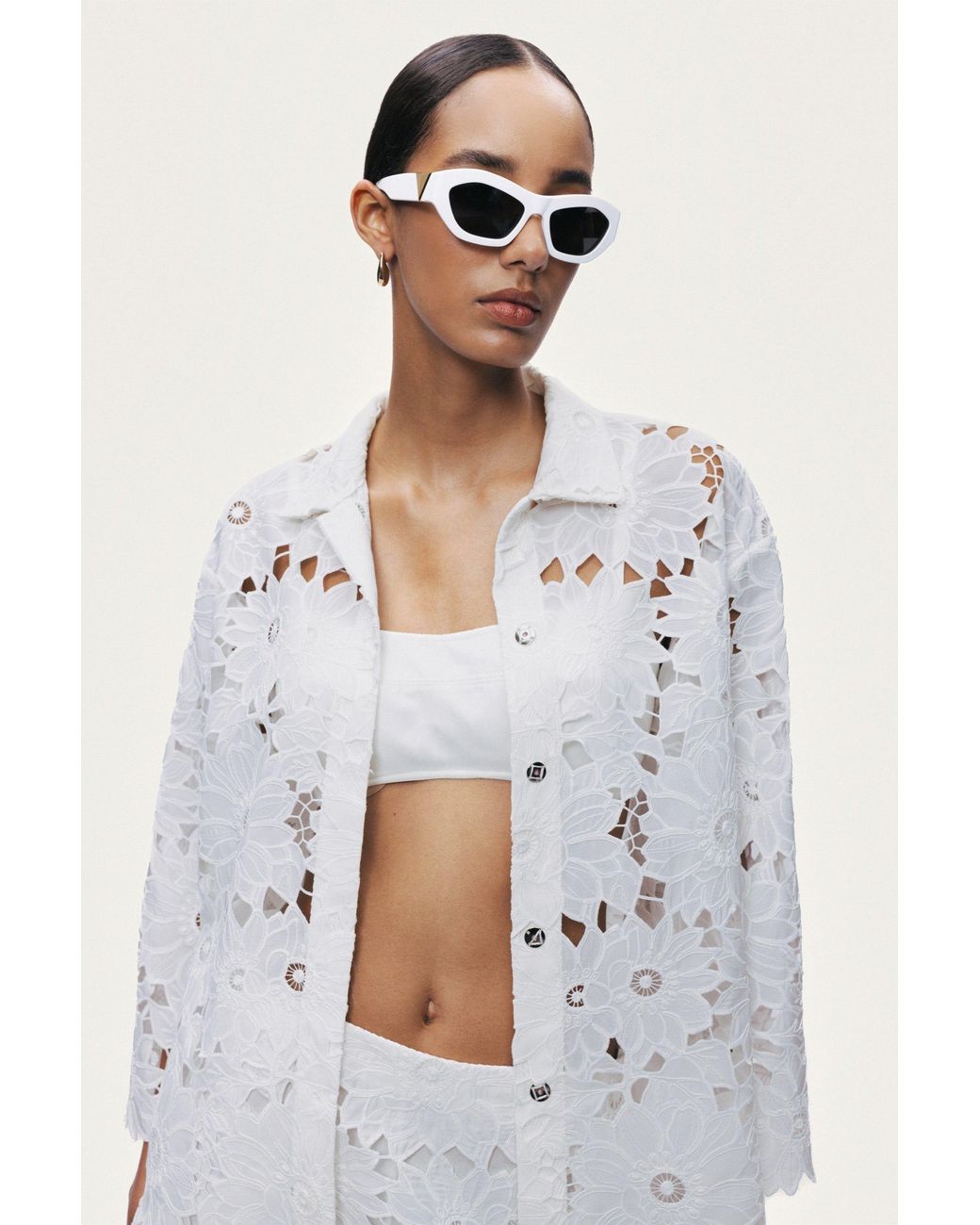 Nocturne Gray Neutrals Floral Broderie Jacket