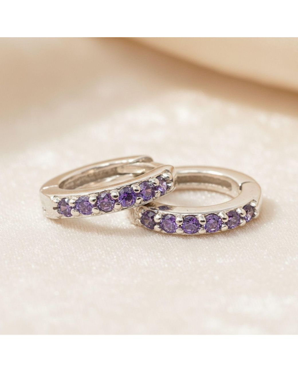 Sophelia White Amethyst February Birthstone Small Huggie Hoops