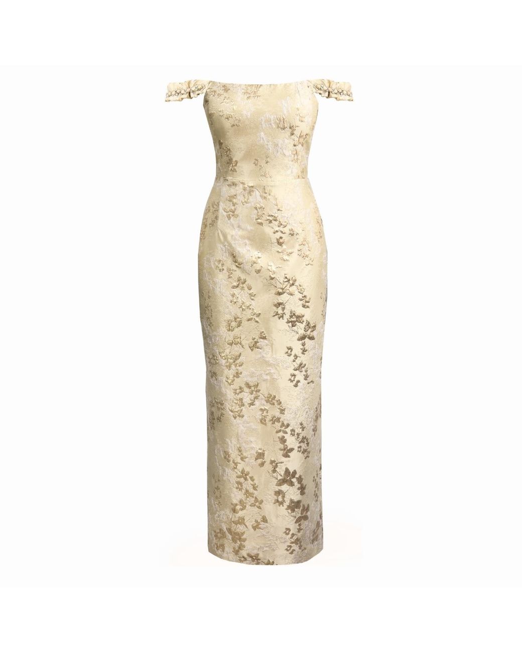 Gushka Metallic Jacquard Embellished Gown