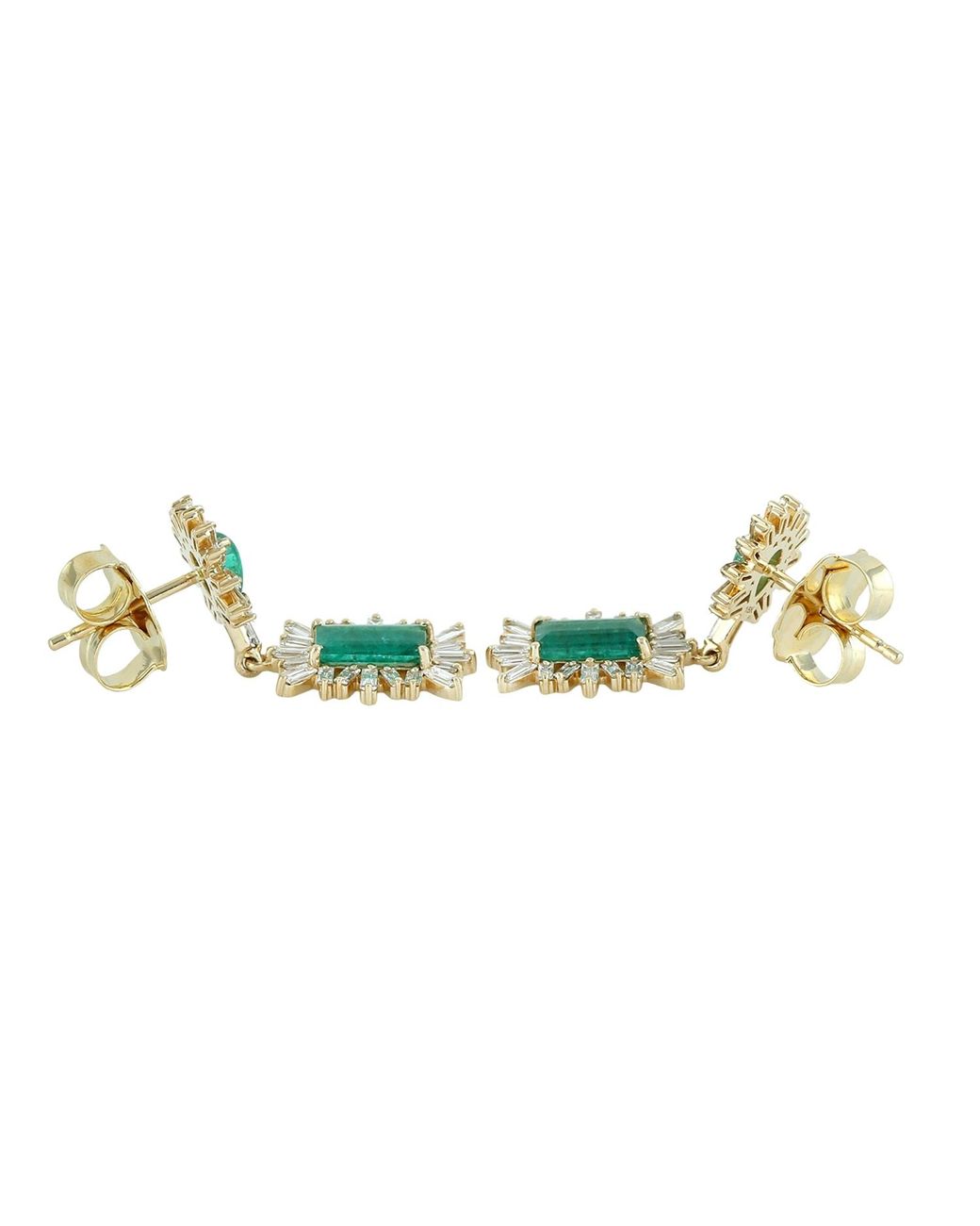 Artisan Green 18K Emerald & Diamond Double Drop Statement Earrings
