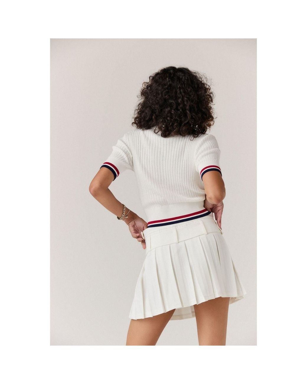 Goldie Byrd White Belted Pleated Skirt