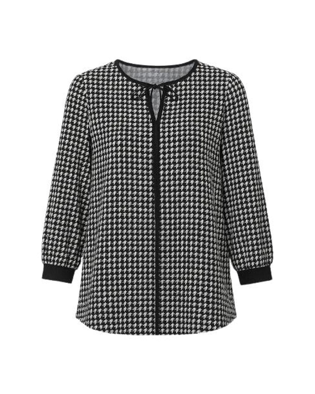 Conquista Gray Long Sleeve Print Top With Tie & Cuff Detail