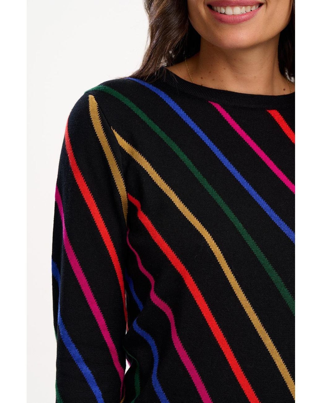 Sugarhill Black Rowena Sweater, Sliding Stripes