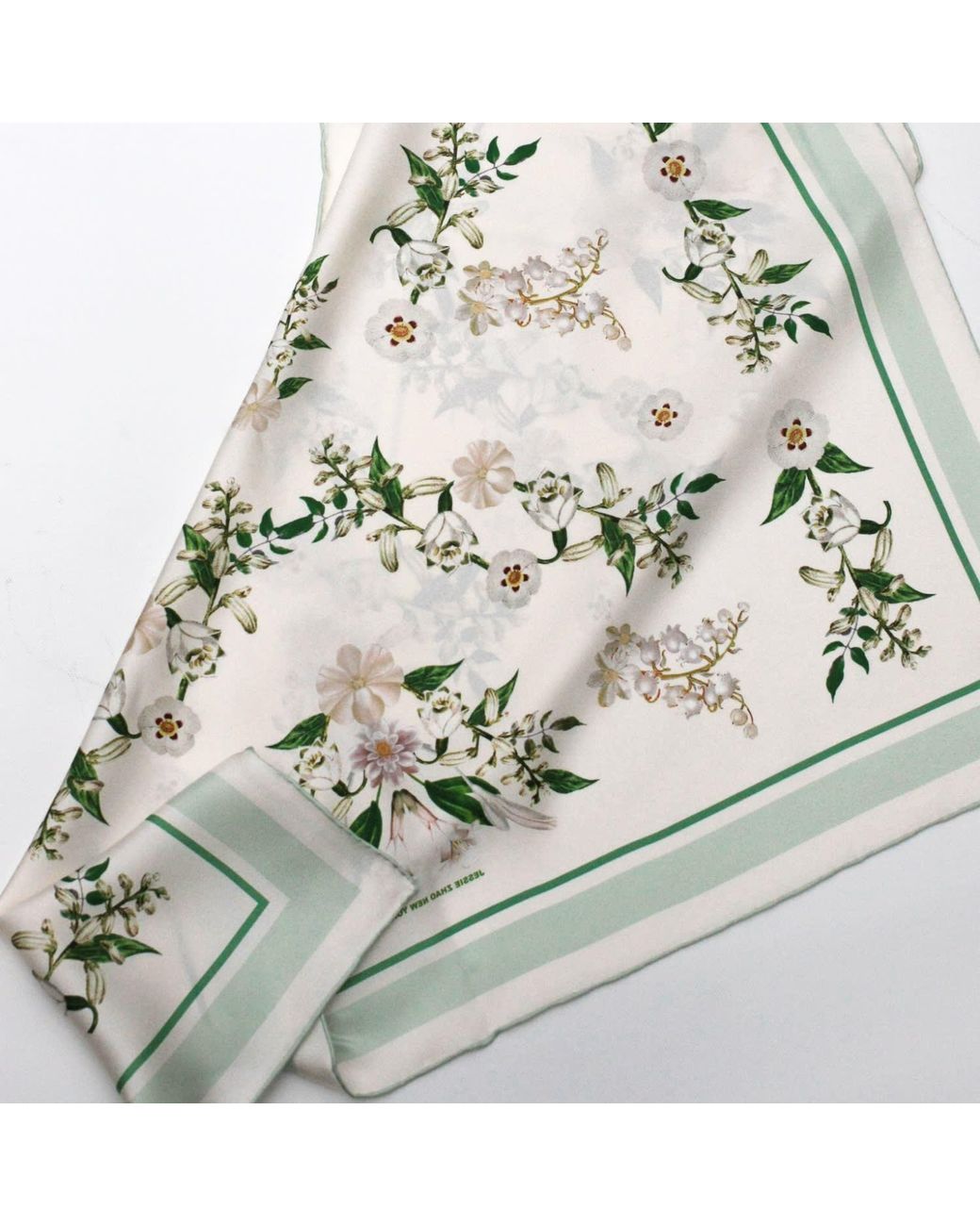 Jessie Zhao New York Metallic Neutrals Lily Garden Double Sided Silk Scarf